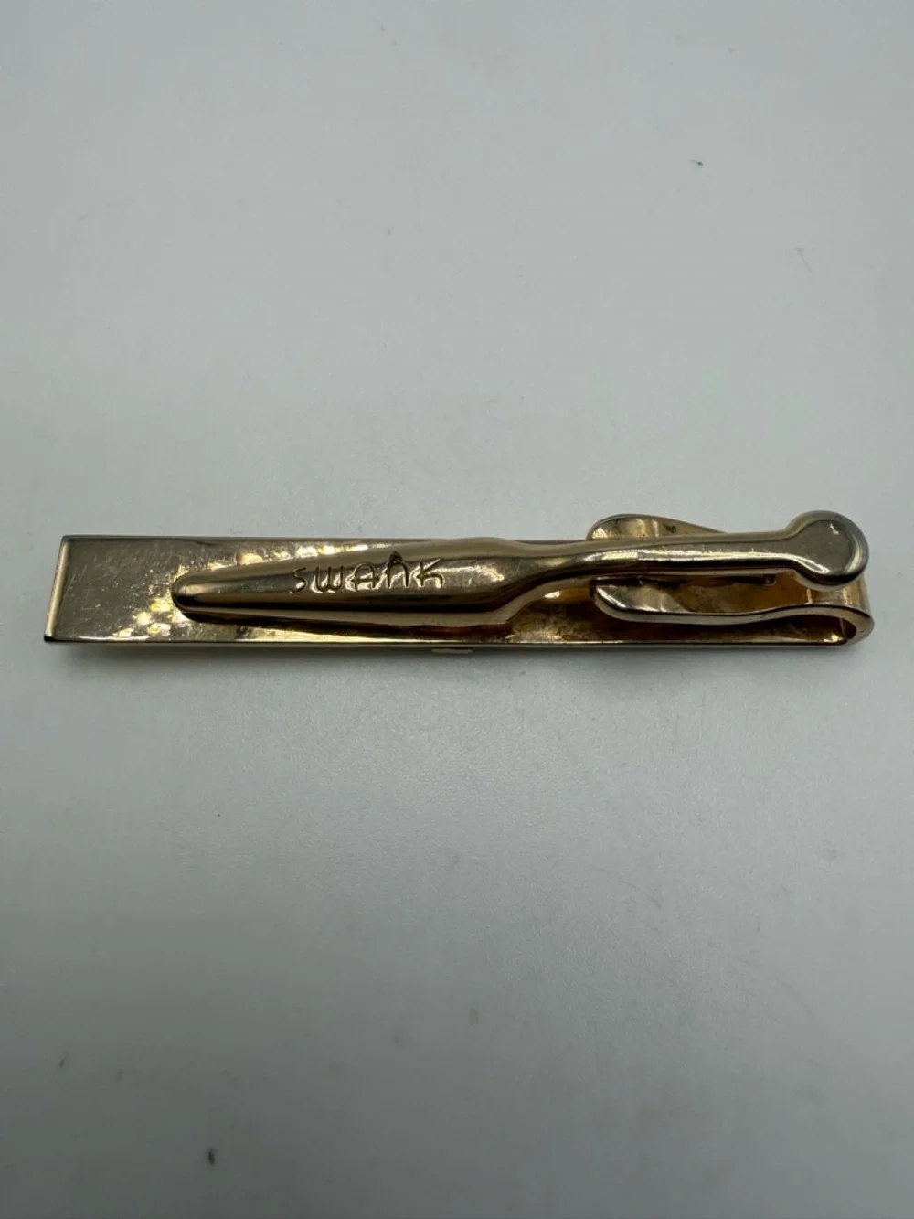 Vintage Swank Tie Clip Gold Tone Crown Fan Design